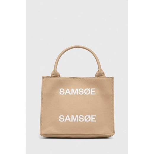 Shopper bag Samsoe beżowa na ramię
