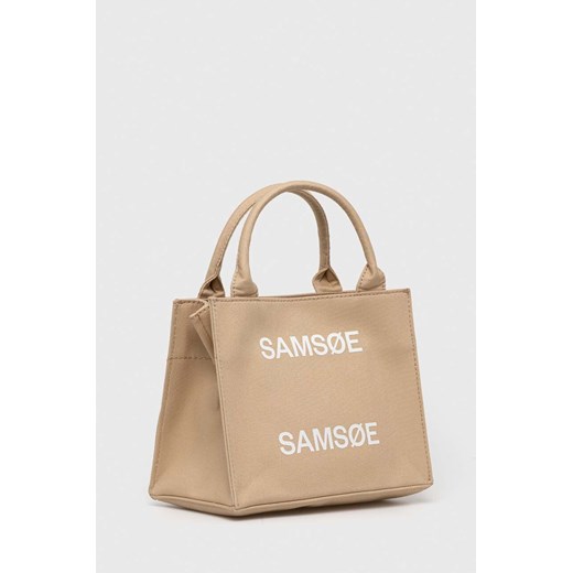 Shopper bag Samsoe duża beżowa na ramię