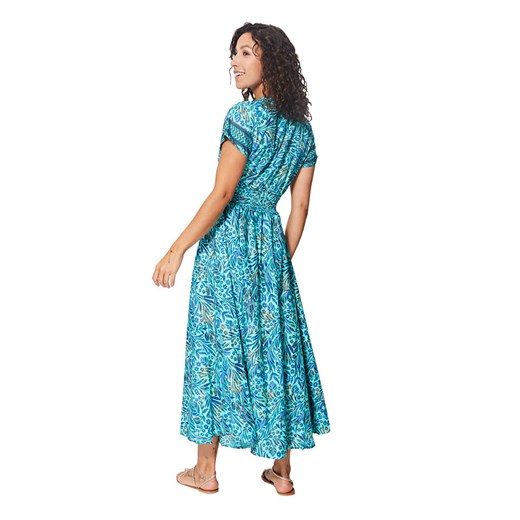 Sukienka Ipanima luźna z krótkim rękawem w abstrakcyjnym wzorze w serek 
