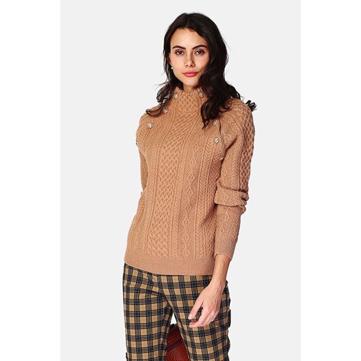 ASSUILI Kaszmirowy sweter w kolorze jasnobrązowym ze sklepu Limango Polska w kategorii Swetry damskie - zdjęcie 166058103