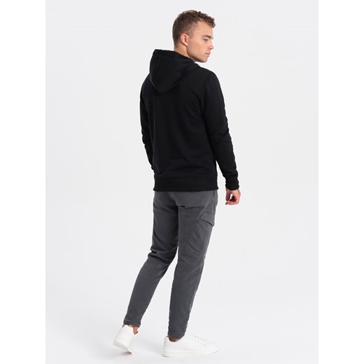 Bluza męska rozpinana z kapturem BASIC - czarna V1 OM-SSBZ-0118 XXL ombre