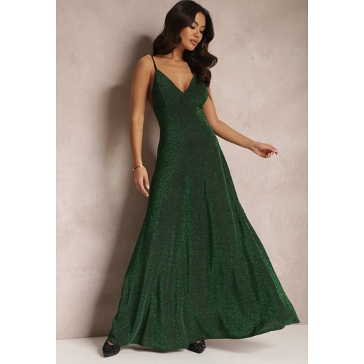 Ciemnozielona Sukienka na Cienkich Ramiączkach Maxi Zolli ze sklepu Renee odzież w kategorii Sukienki - zdjęcie 166071630