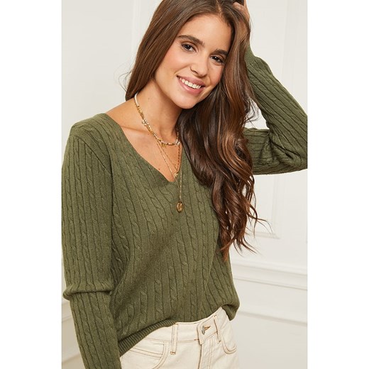 Soft Cashmere Sweter w kolorze khaki Soft Cashmere 38/40 okazja Limango Polska