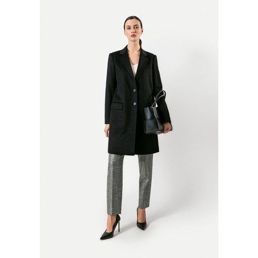 Czarny płaszcz dyplomatka 100% wełna ze sklepu Molton w kategorii Płaszcze damskie - zdjęcie 166091351