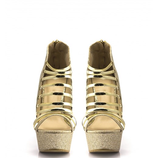 Złote Sandały Gold Sandals Platform Tina born2be-pl szary sandały