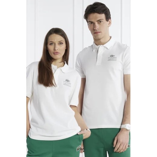 T-shirt męski Lacoste na wiosnę z krótkimi rękawami biały z elastanu 