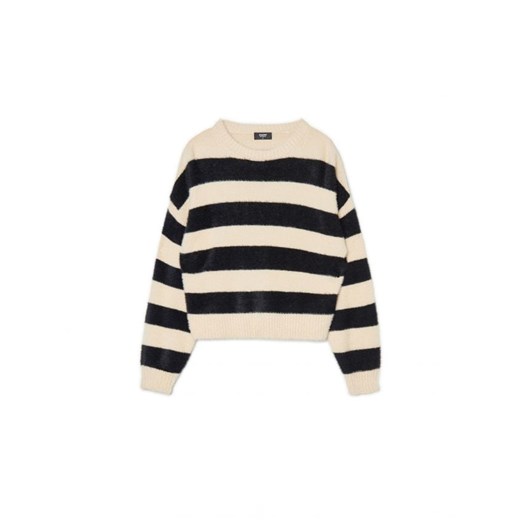 Cropp - Kremowy sweter w czarne paski - kremowy ze sklepu Cropp w kategorii Swetry damskie - zdjęcie 166110094