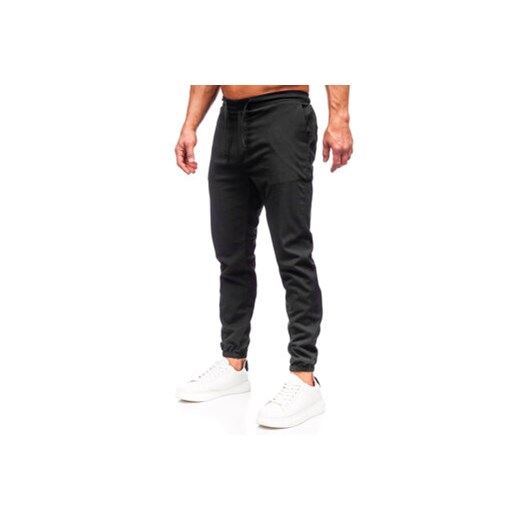 Czarne spodnie materiałowe joggery męskie Denley 0065 30/S Denley okazyjna cena