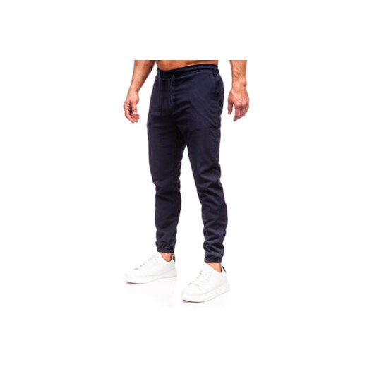 Atramentowe spodnie materiałowe joggery męskie Denley 0065 32/M okazyjna cena Denley