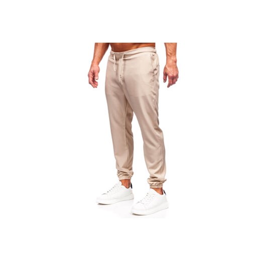 Beżowe spodnie materiałowe joggery męskie Denley 0065 31/M okazyjna cena Denley