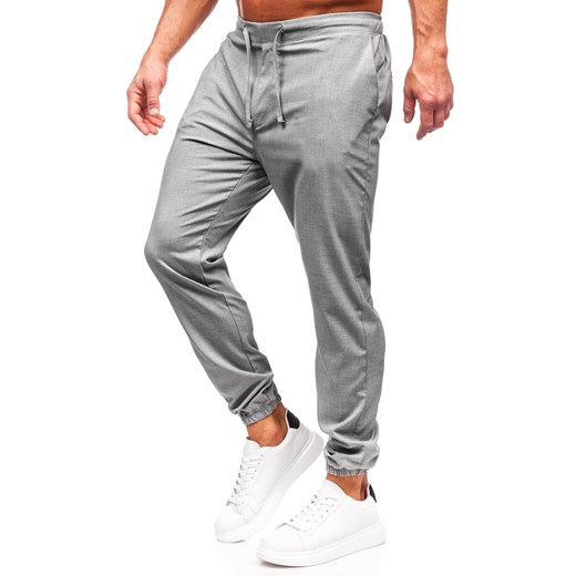 Antracytowe spodnie materiałowe joggery męskie Denley 0065 32/M okazyjna cena Denley