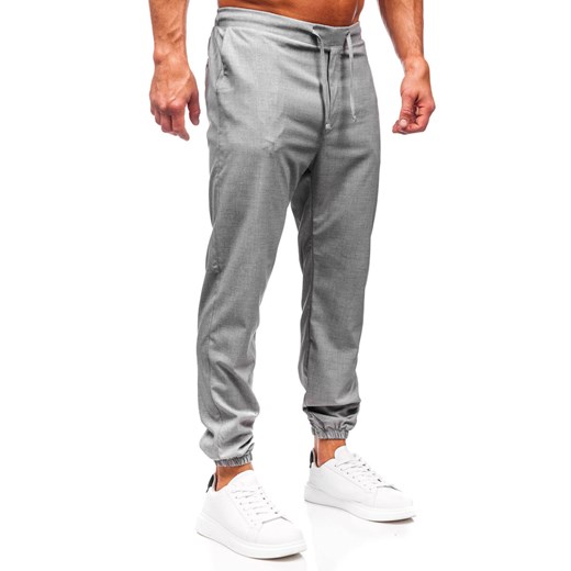 Antracytowe spodnie materiałowe joggery męskie Denley 0065 33/L okazja Denley