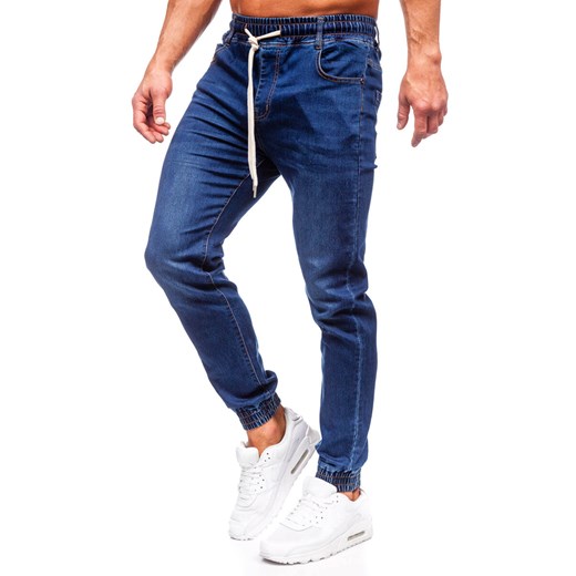 Granatowe spodnie jeansowe joggery męskie Denley 9080 35/XL promocja Denley