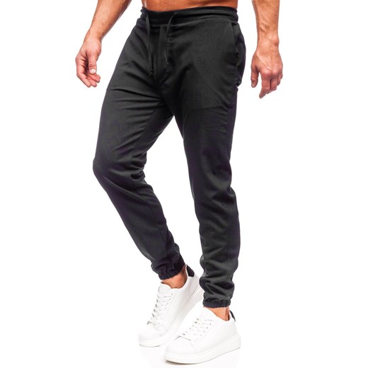 Czarne spodnie materiałowe joggery męskie Denley 0065 31/M wyprzedaż Denley
