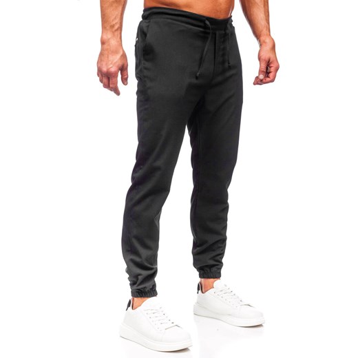 Czarne spodnie materiałowe joggery męskie Denley 0065 32/M okazyjna cena Denley