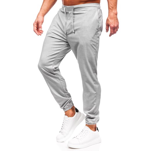 Szare spodnie materiałowe joggery męskie Denley 0065 31/M okazyjna cena Denley