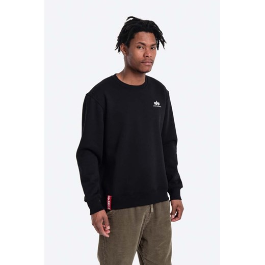 Alpha Industries bluza Basic Sweater Small Logo męska kolor czarny gładka 188307.03 ze sklepu ANSWEAR.com w kategorii Bluzy męskie - zdjęcie 166113163