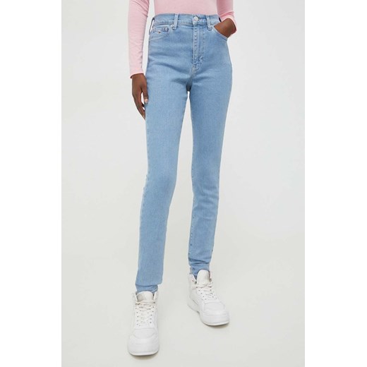 Tommy Jeans jeansy Sylvia damskie kolor niebieski DW0DW17110 ze sklepu ANSWEAR.com w kategorii Jeansy damskie - zdjęcie 166114511