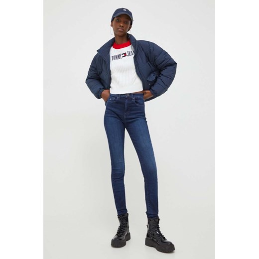 Tommy Jeans jeansy Sylvia damskie kolor granatowy DW0DW17151 ze sklepu ANSWEAR.com w kategorii Jeansy damskie - zdjęcie 166114520