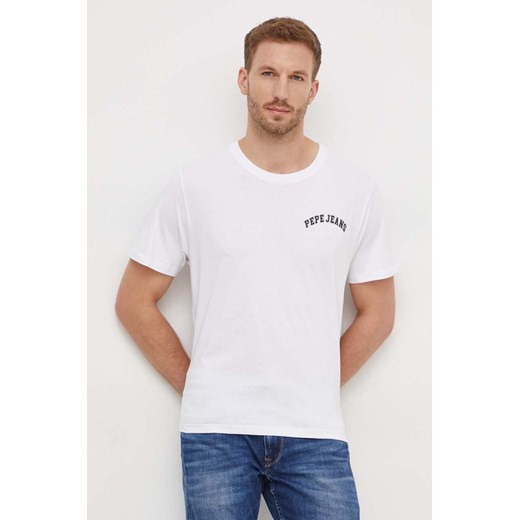 Pepe Jeans t-shirt bawełniany Clementine męski kolor biały z nadrukiem ze sklepu ANSWEAR.com w kategorii T-shirty męskie - zdjęcie 166114881