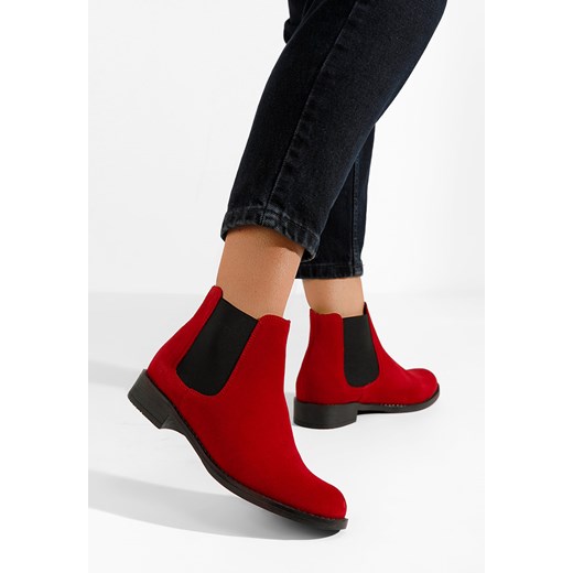 Czerwone botki damskie skórzane Campina V2 ze sklepu Zapatos w kategorii Botki - zdjęcie 166116134