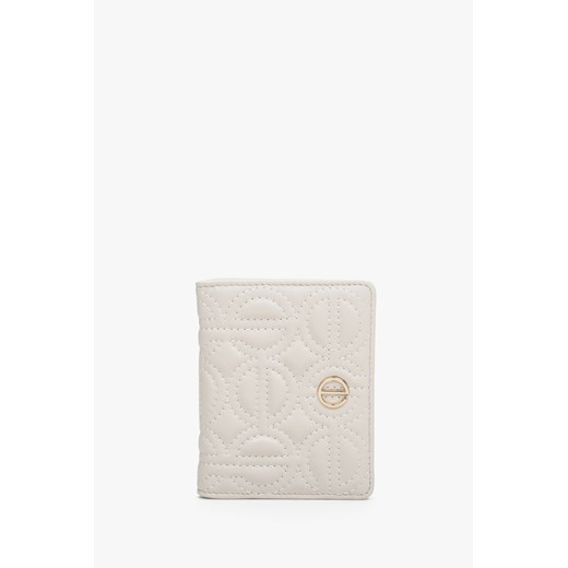 Estro: Mały skórzany portfel damski w kolorze jasnobeżowym ze złotymi okuciami Estro  okazja Estro