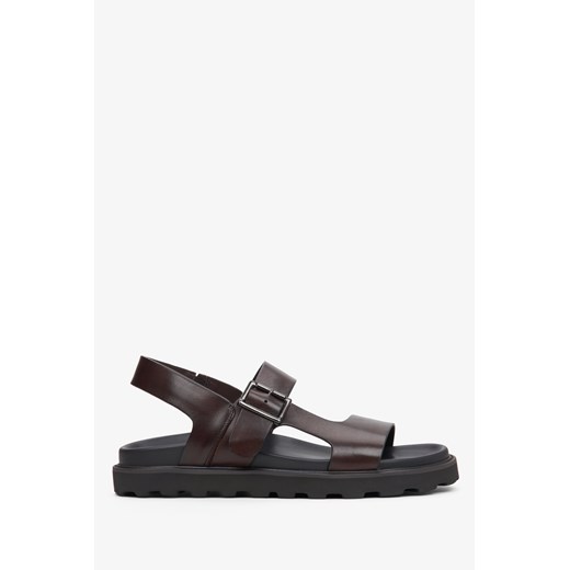 Estro: Brązowe skórzane sandały męskie ze sprzączką ze sklepu Estro w kategorii Sandały męskie - zdjęcie 166116382