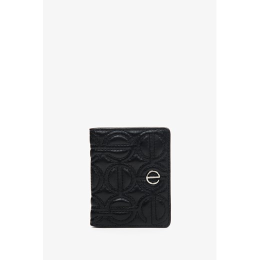 Estro: Mały skórzany portfel damski w kolorze czarnym ze srebrnymi okuciami ze sklepu Estro w kategorii Portfele damskie - zdjęcie 166116682