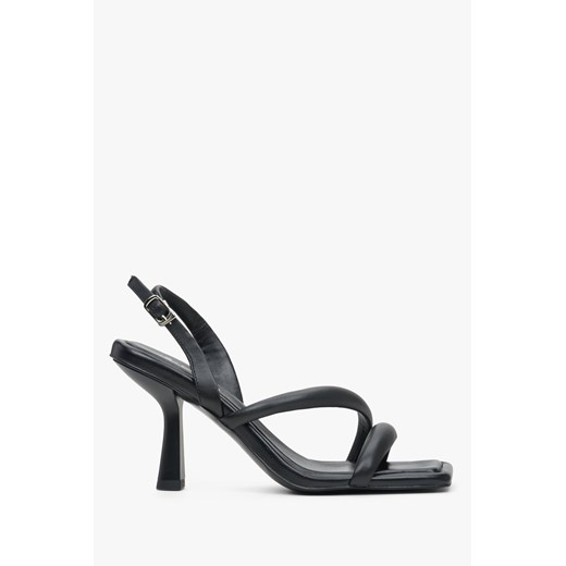 Estro: Czarne sandały damskie z cienkich pasków na wysokim obcasie ze sklepu Estro w kategorii Sandały damskie - zdjęcie 166116850