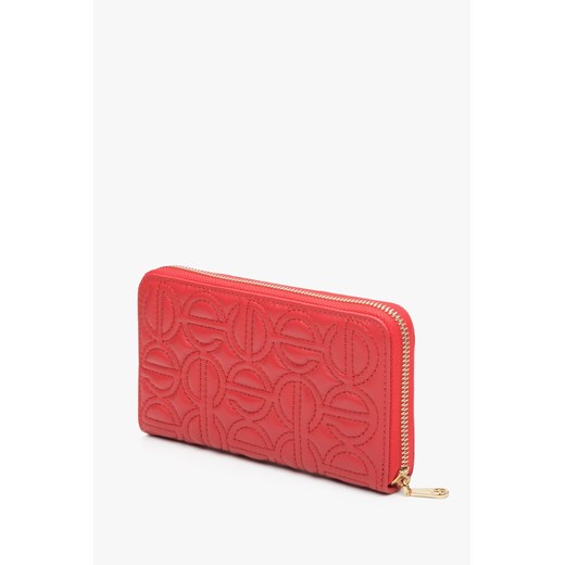 Estro: Duży czerwony portfel damski zasuwany ze skóry naturalnej ze sklepu Estro w kategorii Portfele damskie - zdjęcie 166116854