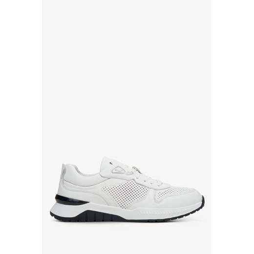 Estro: Białe sneakersy męskie ze skóry naturalnej z perforacją ze sklepu Estro w kategorii Buty sportowe męskie - zdjęcie 166117472