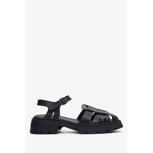 Estro: Czarne sandały z zabudowaną linią palców na masywnej platformie ze sklepu Estro w kategorii Sandały damskie - zdjęcie 166117603