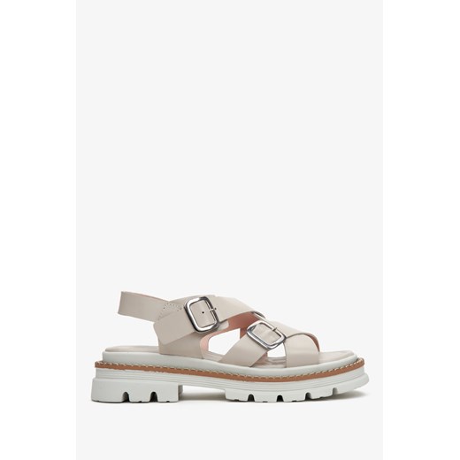 Estro: Szare sandały damskie na elastycznej platformie z przeplatanymi paskami ze sklepu Estro w kategorii Sandały damskie - zdjęcie 166117684