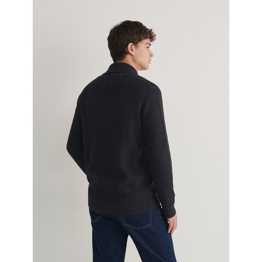 Reserved sweter męski granatowy wełniany 