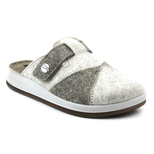 Kapcie damskie filcowe na grubej podeszwie  - Inblu CT-32, beżowo-szare Inblu 41 ulubioneobuwie