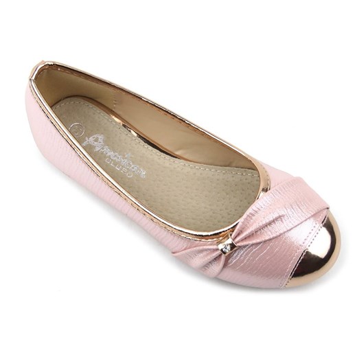Baleriny dziecięce ze skórzaną wkładką - AMERICAN CLUB LU16/19, różowe American Club 32 wyprzedaż ulubioneobuwie
