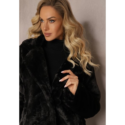 Czarny Jednorzędowy Płaszcz Futrzany Jarmila Renee S Renee odzież promocja