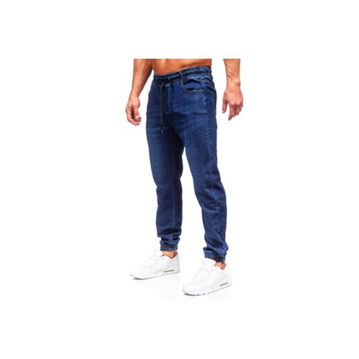 Granatowe spodnie jeansowe joggery męskie Denley 8130 36/XL wyprzedaż Denley