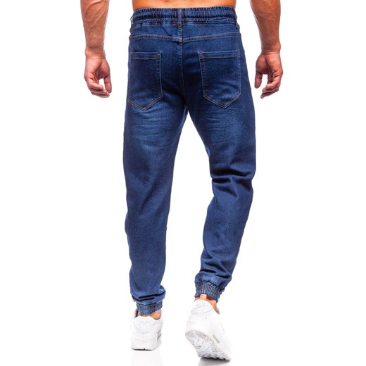Granatowe spodnie jeansowe joggery męskie Denley 8130 37/2XL okazyjna cena Denley
