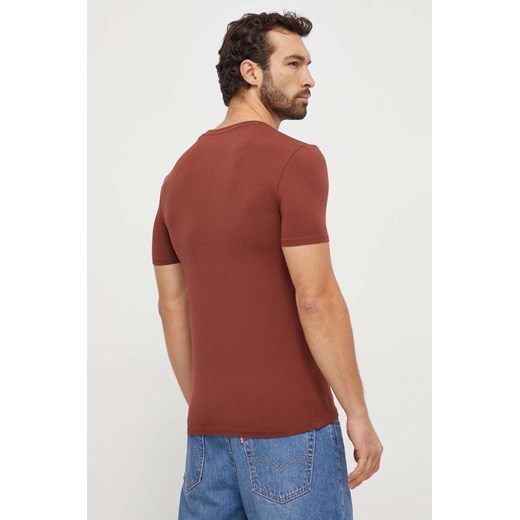 Guess t-shirt męski kolor brązowy gładki Guess XL ANSWEAR.com