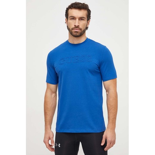 Guess t-shirt męski kolor niebieski z aplikacją Guess L ANSWEAR.com