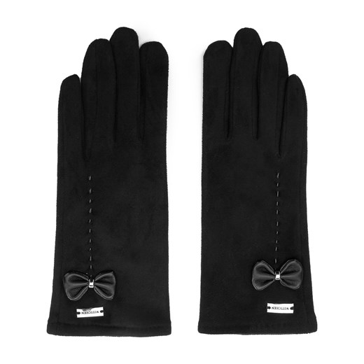 Damskie rękawiczki z ozdobnym obszyciem i kokardą S/M promocyjna cena WITTCHEN