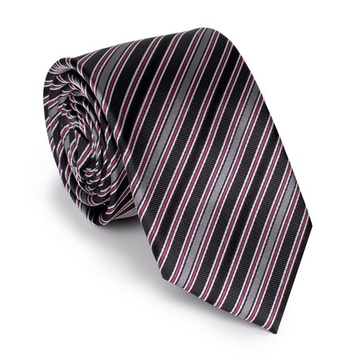 Krawat z jedwabiu we wzory szaro-fioletowy ze sklepu WITTCHEN w kategorii Krawaty - zdjęcie 166152480
