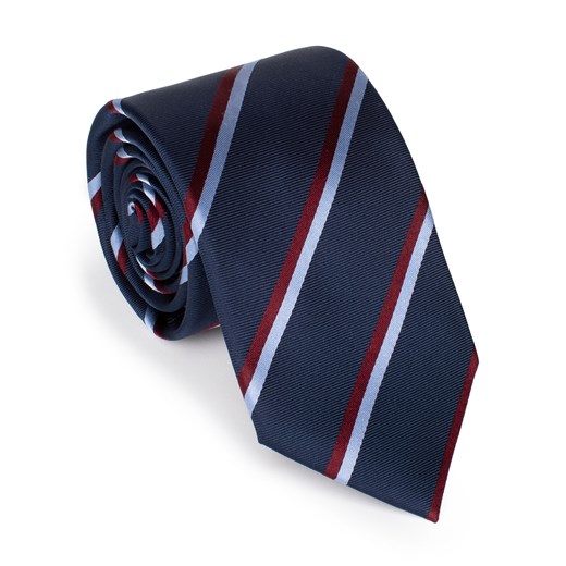 Krawat z jedwabiu we wzory granatowo-bordowy ze sklepu WITTCHEN w kategorii Krawaty - zdjęcie 166152481