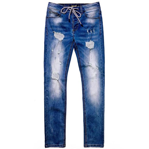 Spodnie jeansowe męskie niebieskie z sznurkiem Recea Recea S okazyjna cena Recea.pl