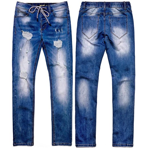 Spodnie jeansowe męskie niebieskie z sznurkiem Recea Recea M okazja Recea.pl