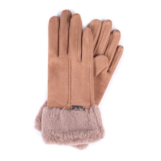 Damskie rękawiczki ze sztucznym futerkiem brązowe ze sklepu WITTCHEN w kategorii Rękawiczki damskie - zdjęcie 166156043