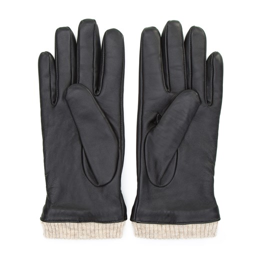 Męskie rękawiczki skórzane ocieplane klasyczne czarne ze sklepu WITTCHEN w kategorii Rękawiczki męskie - zdjęcie 166156103