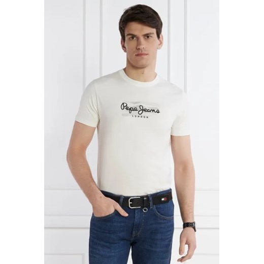 T-shirt męski Pepe Jeans z krótkim rękawem biały wiosenny 