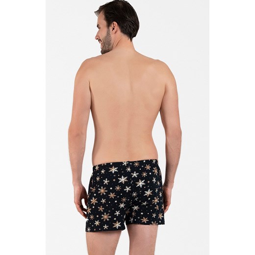 Bawełniane bokserki męskie w śnieżynki Zermat, Kolor czarny-wzór, Rozmiar M, Italian Fashion ze sklepu Intymna w kategorii Majtki męskie - zdjęcie 166161370